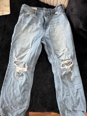GAP high rise cheeky straight light wash jeans distressed sz 10